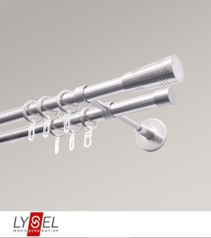 Lysel - SET Opal 160cm Doppeltrger geschlossen 2-Lauf mit Endstcke Cone in Edelstahl-Optik